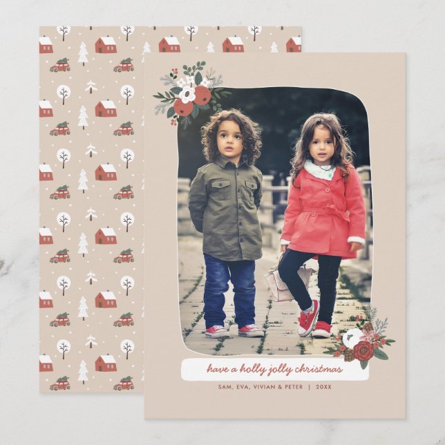 Cartes Pour Fêtes Annuelles Nordic Winter Christmas Village Photo (Devant / Derrière)