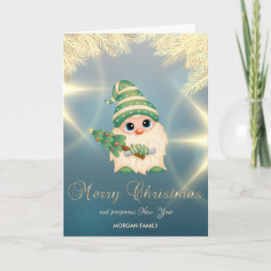Cartes Pour Fêtes Annuelles Nordique Gnome Gold Pine Branches