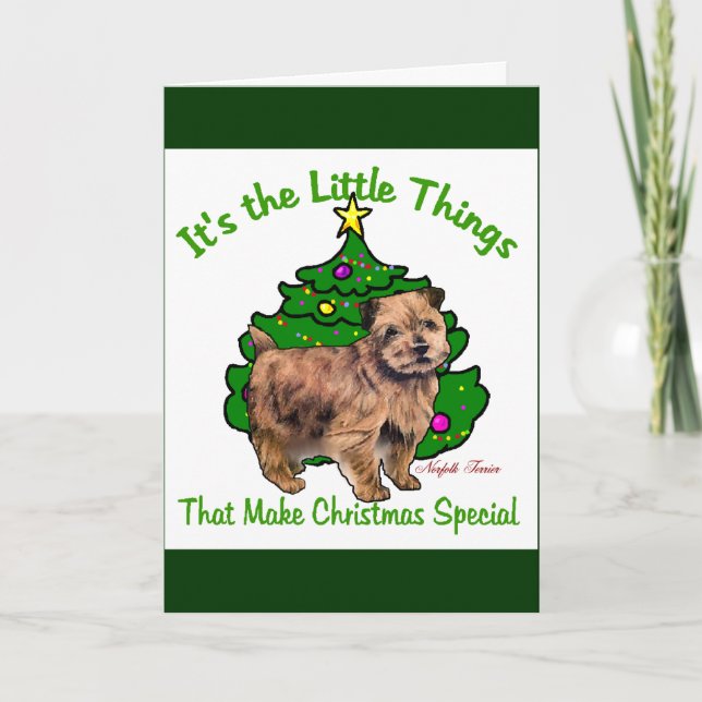 Cartes Pour Fêtes Annuelles Norfolk Terrier Cadeaux de Noël (Devant)