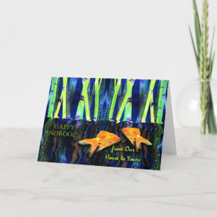 Cartes Pour Fêtes Annuelles Norooz heureux, poisson rouge pendant la nouvelle