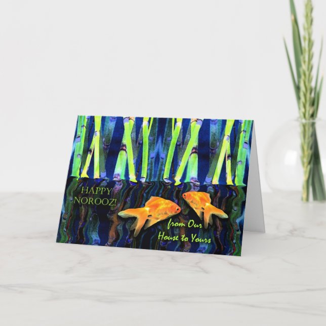 Cartes Pour Fêtes Annuelles Norooz heureux, poisson rouge pendant la nouvelle (Devant)