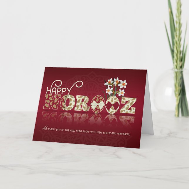Cartes Pour Fêtes Annuelles Norooz Perse Nouvel An Paisley Narcissus (Devant)
