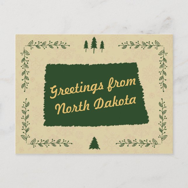 Cartes Pour Fêtes Annuelles North Dakota State Christmas Holiday Salutations (Devant)