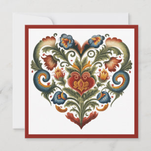 Cartes Pour Fêtes Annuelles Norvège Romaling Folk Art Coeur Valentines
