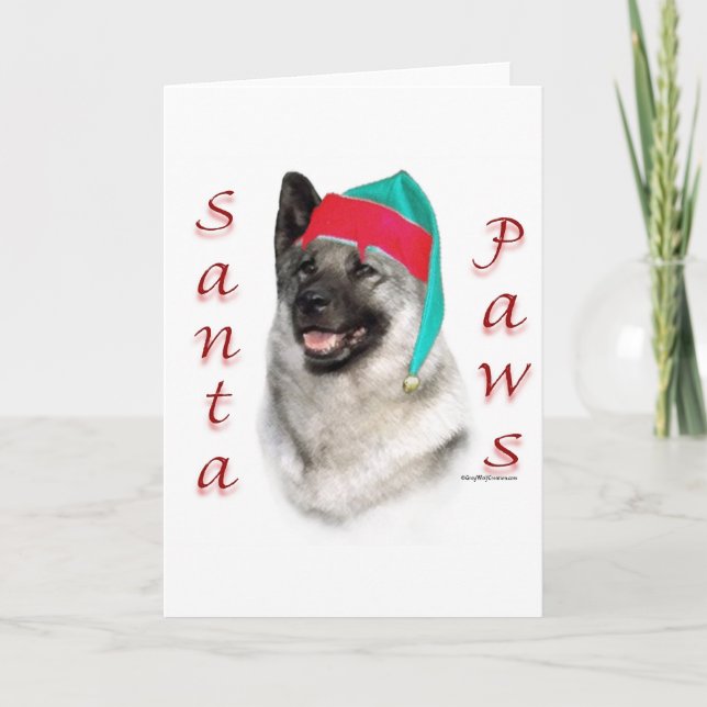 Cartes Pour Fêtes Annuelles Norvégien Elkhound Père Noël Paws (Devant)