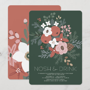 Cartes Pour Fêtes Annuelles Nosh & Drink Noël Foliing Dîner