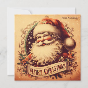 Cartes Pour Fêtes Annuelles Nostalgale Retro les années 70 Père Noël Joyeux No