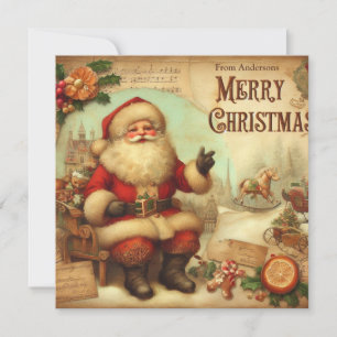 Cartes Pour Fêtes Annuelles Nostalgale Rétro Santa Claus Joyeux Noël