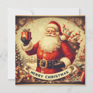 Cartes Pour Fêtes Annuelles Nostalgale Rétro Santa Claus Joyeux Noël