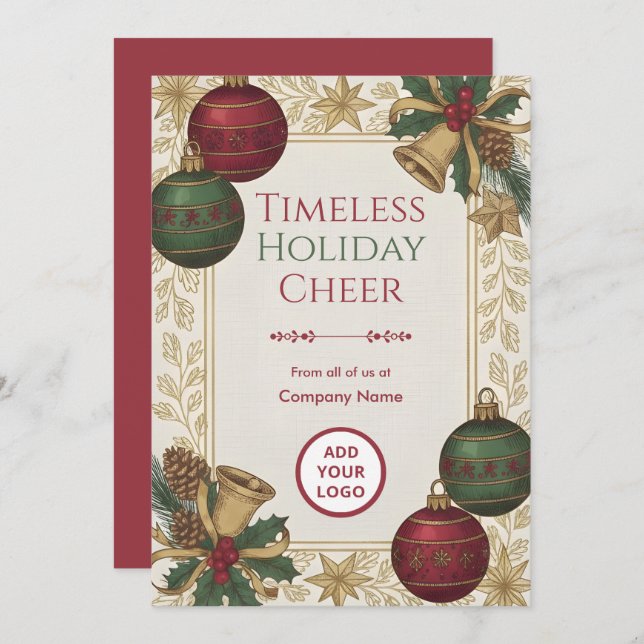 Cartes Pour Fêtes Annuelles Nostalgic Heirloom Holiday Client Logo Ready Pack (Devant / Derrière)