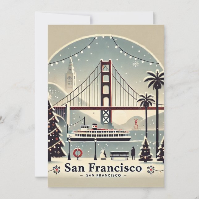 Cartes Pour Fêtes Annuelles Nostalgic San Francisco Christmas (Devant)