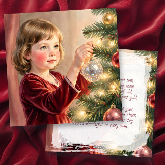 Cartes Pour Fêtes Annuelles Nostalgic Vintage Girl and Christmas Tree