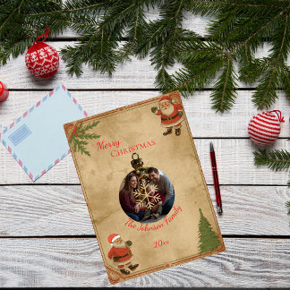 Cartes Pour Fêtes Annuelles Nostalgic Vintage Retro Style Photo Christmas