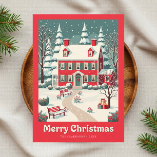 Cartes Pour Fêtes Annuelles Nostalgique Joyeux Noël Red House Retro