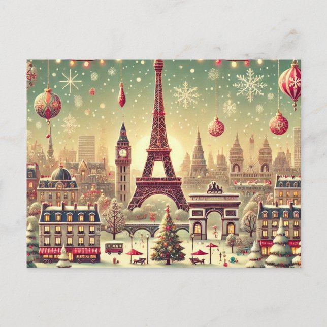 Cartes Pour Fêtes Annuelles Nostalgique Paris Noël - Vacances magiques (Devant)