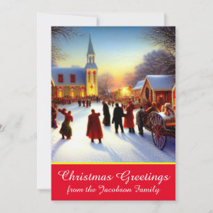 Cartes Pour Fêtes Annuelles Nostalgique Village Eglises de Noël Salutations de