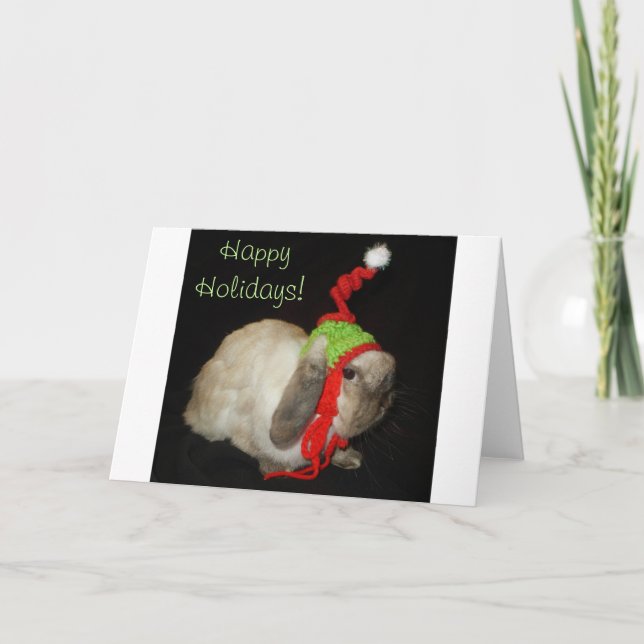Cartes Pour Fêtes Annuelles Note de blanc de Noël de lapin (Devant)