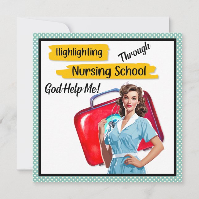 Cartes Pour Fêtes Annuelles Notes de soins infirmiers rétro Pinup_ (Devant)