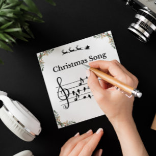 Cartes Pour Fêtes Annuelles Notes d'oiseaux Holly Cantique de Noël Musique