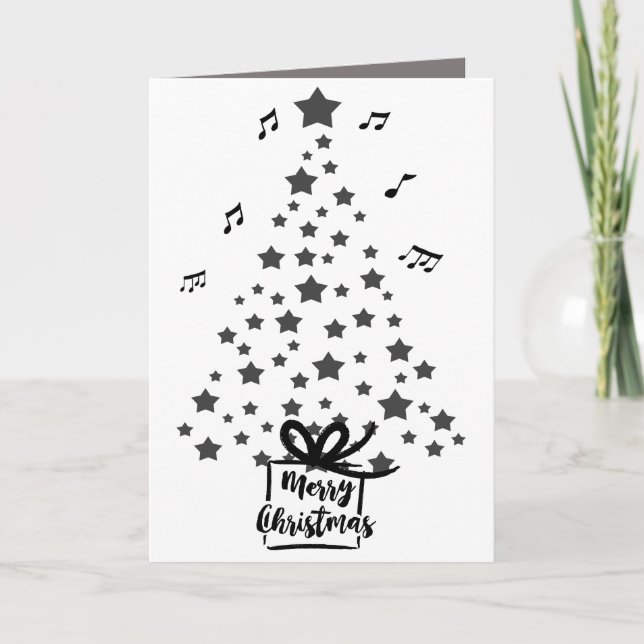 Cartes Pour Fêtes Annuelles Notes musicales de l'arbre de Noël (Devant)