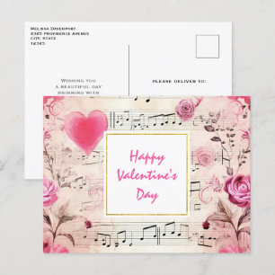 Cartes Pour Fêtes Annuelles Notes musicales et design Vintage Rose