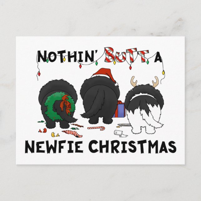 Cartes Pour Fêtes Annuelles Nothin' Butt A Newfie Christmas (Devant)