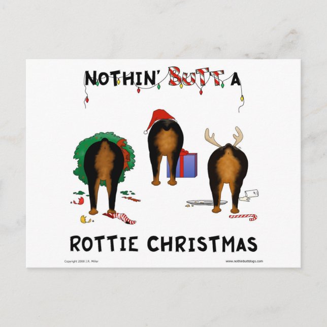 Cartes Pour Fêtes Annuelles Nothin' Butt A Rottie Christmas (Devant)