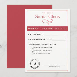 Cartes Pour Fêtes Annuelles Notification père Noël de retard de livraison vide