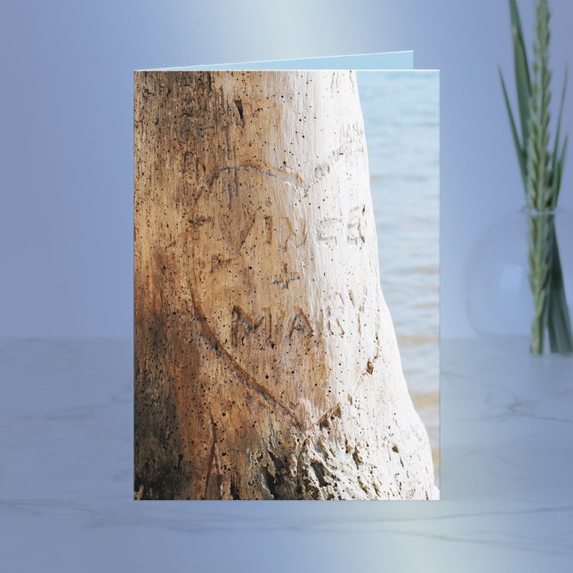 Cartes Pour Fêtes Annuelles Notre amour gravé sur un arbre (Créateur téléchargé)