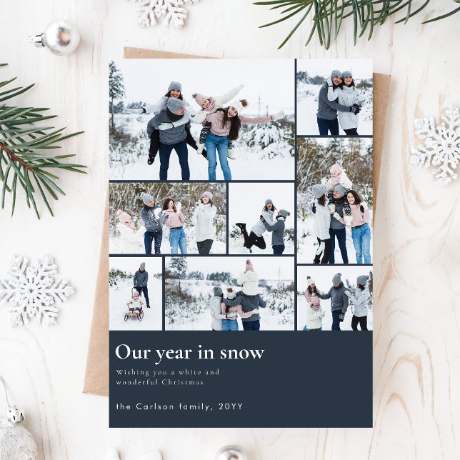 Cartes Pour Fêtes Annuelles Notre année en neige amusante Famille de Noël Phot (Créateur téléchargé)