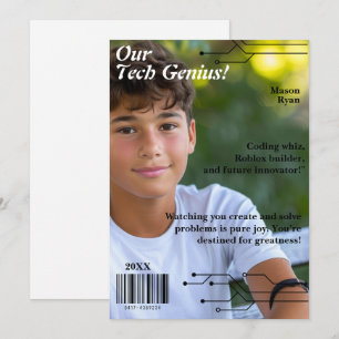 Cartes Pour Fêtes Annuelles Notre couverture de magazine Tech Genius