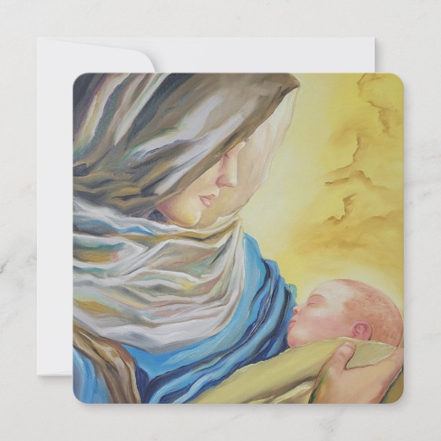 Cartes Pour Fêtes Annuelles Notre-Dame du Silence tenant l'enfant Jésus (Devant)