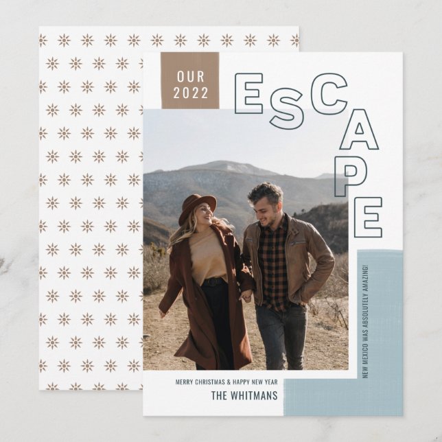 Cartes Pour Fêtes Annuelles Notre évasion | Boho Modern Photo Noël (Devant / Derrière)
