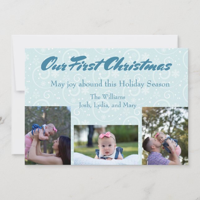 Cartes Pour Fêtes Annuelles Notre premier Noël avec photo bébé (Devant)