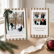 Notre Premier Noël Élégant Vert Rouge Crème Rayure
