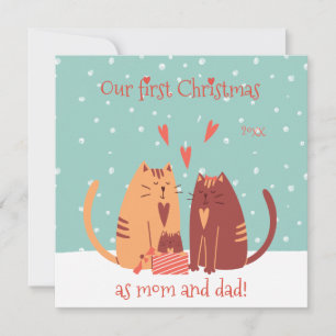 Cartes Pour Fêtes Annuelles Notre premier Noël en tant que maman et papa! Chat