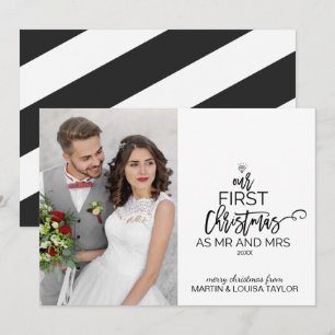 Cartes Pour Fêtes Annuelles Notre premier Noël en tant que Monsieur et Madame