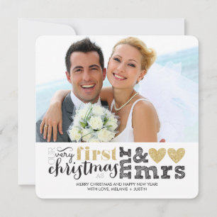 Cartes Pour Fêtes Annuelles Notre premier Noël en tant que Monsieur & Madame G