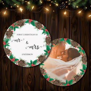 Cartes Pour Fêtes Annuelles Notre premier Noël en tant que Mr & Mrs Newlyweds 