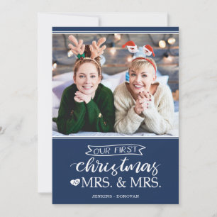 Cartes Pour Fêtes Annuelles Notre premier Noël en tant que mrs & mrs lgbt Holi