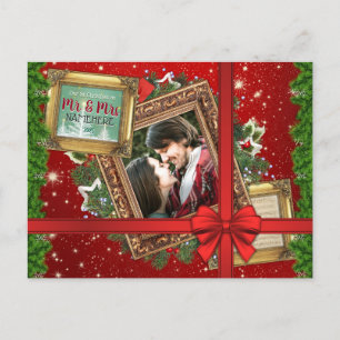 Cartes Pour Fêtes Annuelles Notre premier Noël en tant que photo à cadre d'or 
