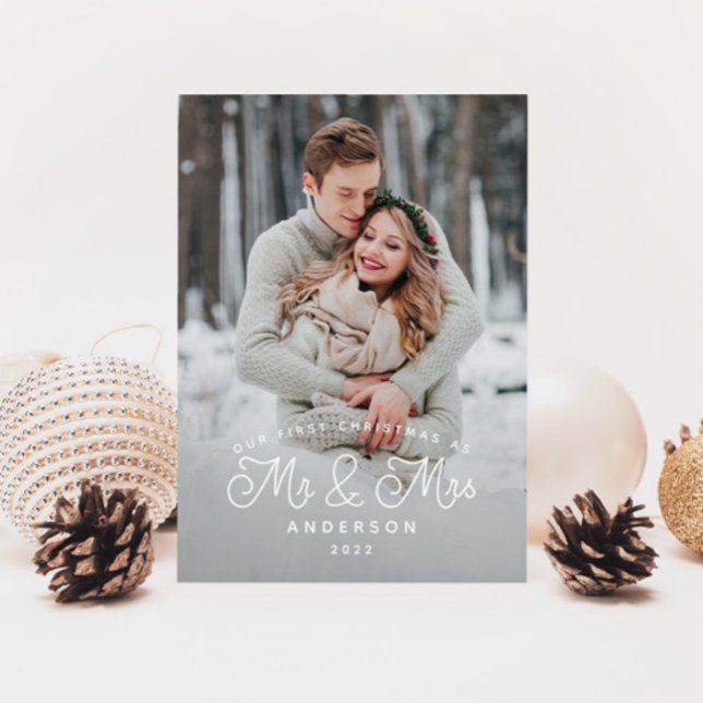 Cartes Pour Fêtes Annuelles Notre premier Noël, M. et Mme Newlyted Photo (Créateur téléchargé)