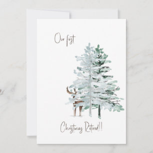 Cartes Pour Fêtes Annuelles Notre premier Noël Retraité Cerf de Bois