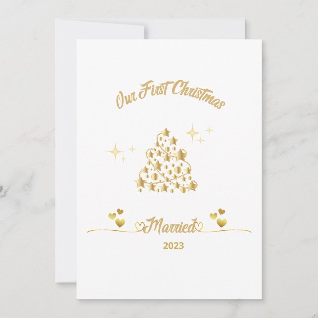 Cartes Pour Fêtes Annuelles Notre Premier Noël S'Est Marié. (Devant)