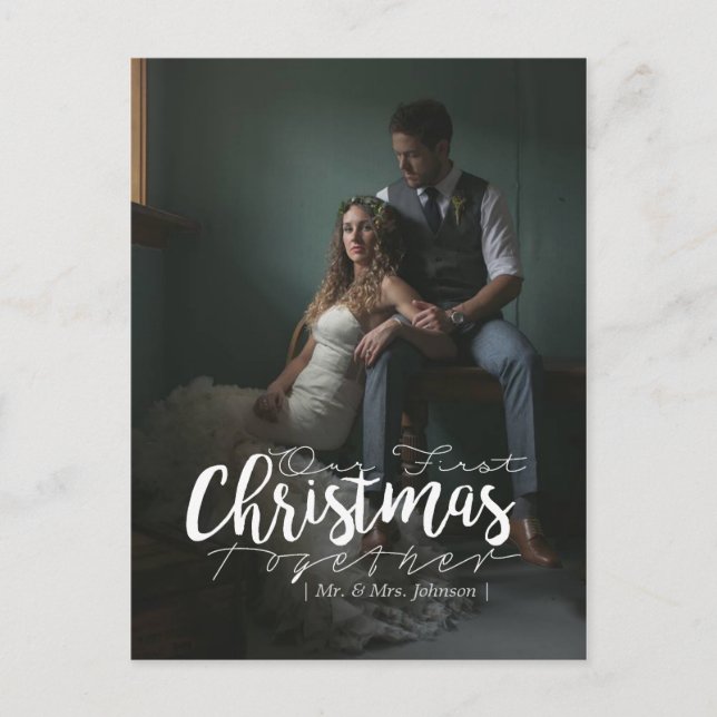 Cartes Pour Fêtes Annuelles Notre première de Noël photo de vacances ensemble (Devant)