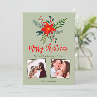 Cartes Pour Fêtes Annuelles Notre première famille de Noël, photo personnalisé
