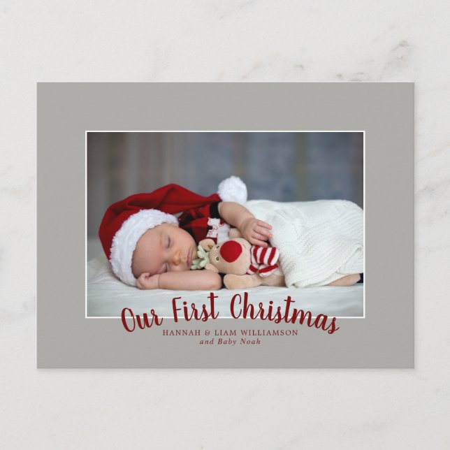 Cartes Pour Fêtes Annuelles Notre première photo de famille de Noël (Devant)