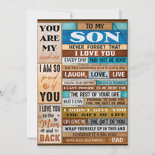 Cartes Pour Fêtes Annuelles N'oublie jamais je t'aime - Papa à fils  (Devant)