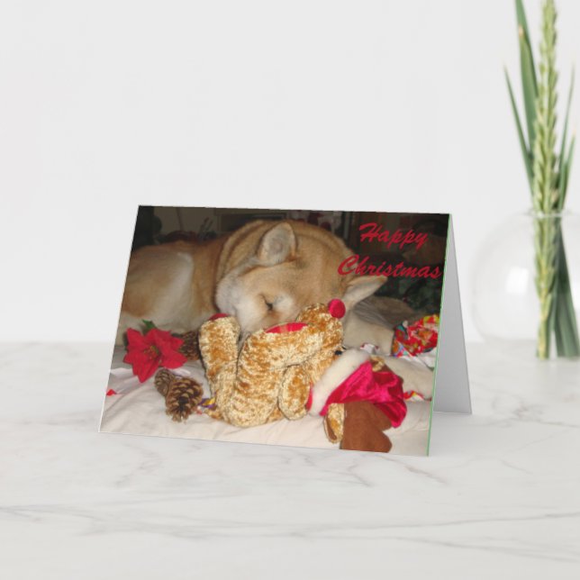 Cartes Pour Fêtes Annuelles Nounours de caresse endormi de chien mignon (Devant)