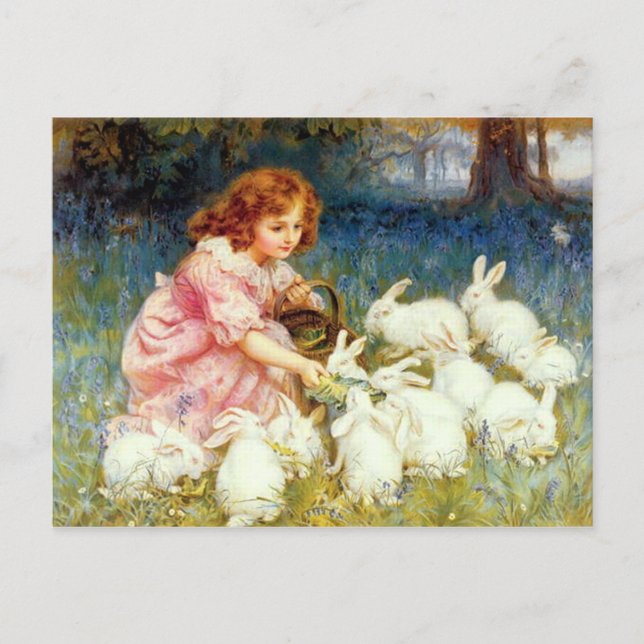 Cartes Pour Fêtes Annuelles Nourrir les lapins Pâques (Devant)